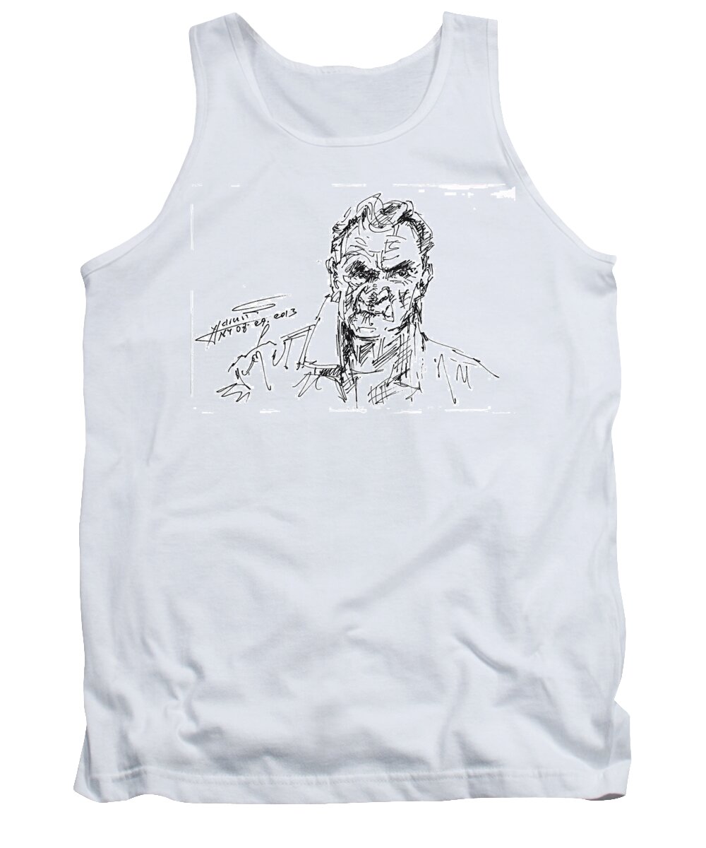 Portrait Tank Top featuring the drawing bob by Ylli Haruni