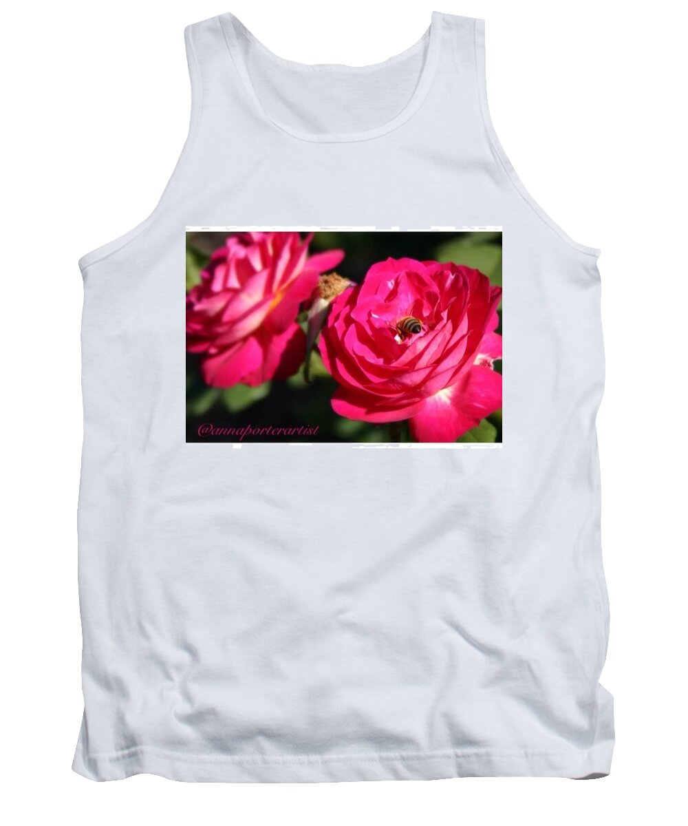 Rosecity Tank Top featuring the photograph Bottoms Up ... A Busy #bee At The by Anna Porter