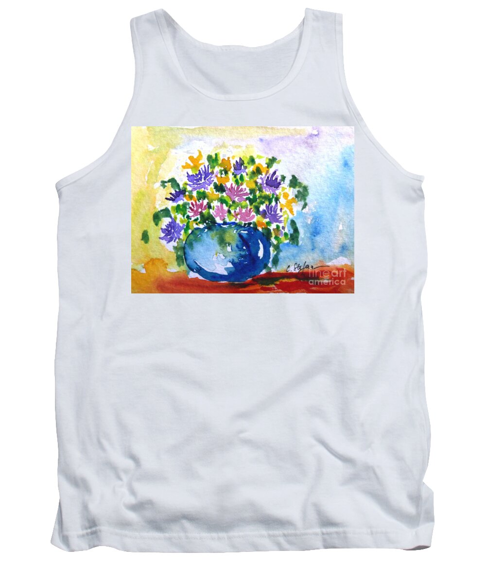 Vase Tank Top featuring the painting Bouquet of flowers in a vase by Cristina Stefan