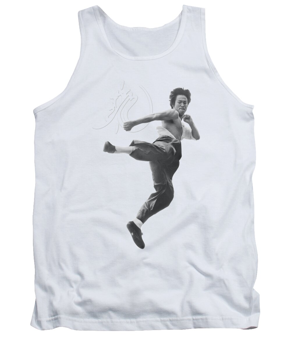 Bruce Lee Tank Top featuring the digital art Bruce Lee - Flying Kick by Brand A