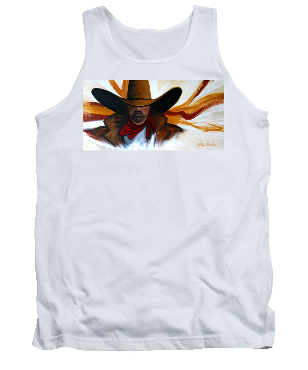 Colorful Cowboy Tank Top featuring the painting Brushstroke Cowboy #4 by Lance Headlee