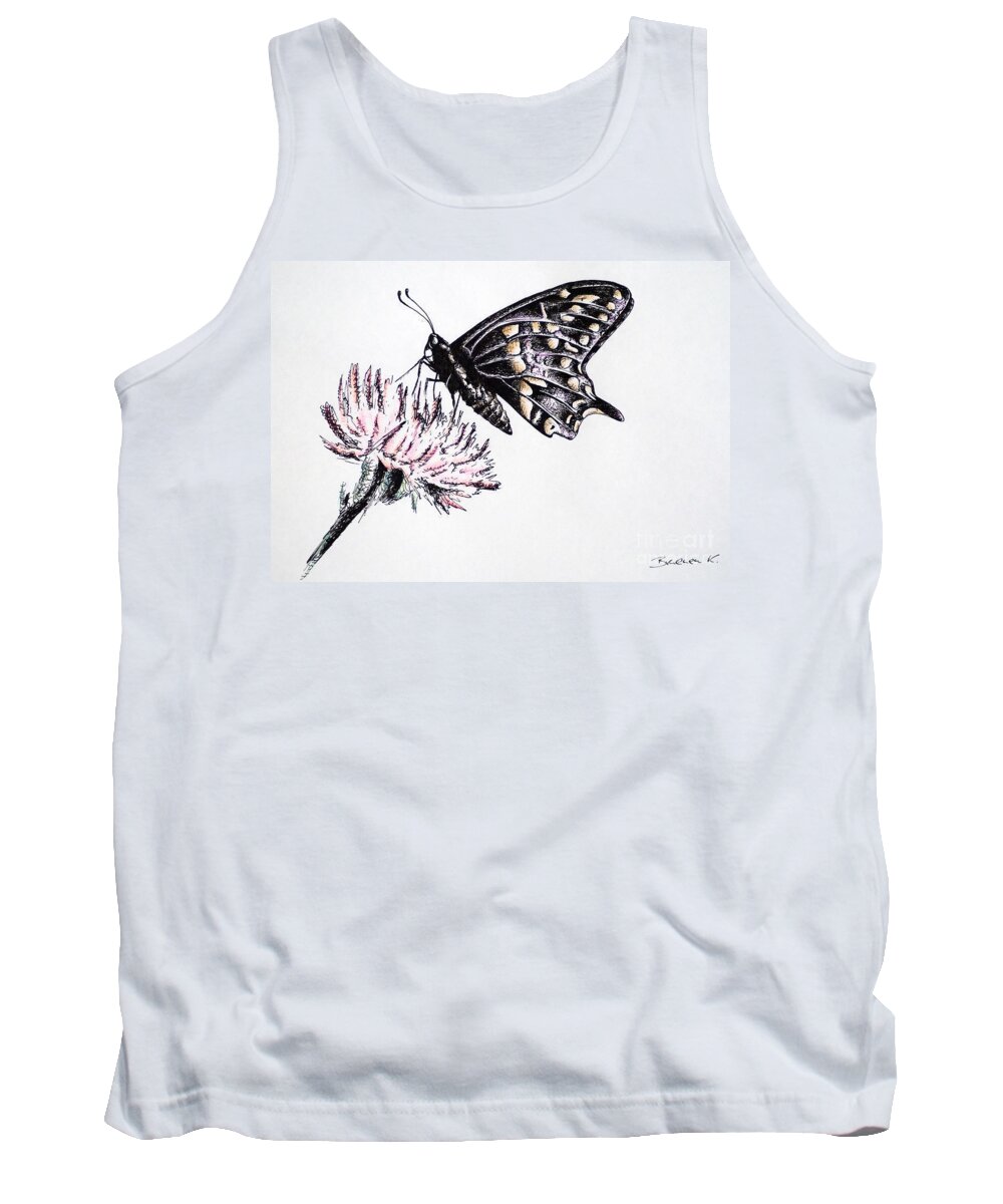 Butterfly Tank Top featuring the drawing Butterfly by Katharina Bruenen