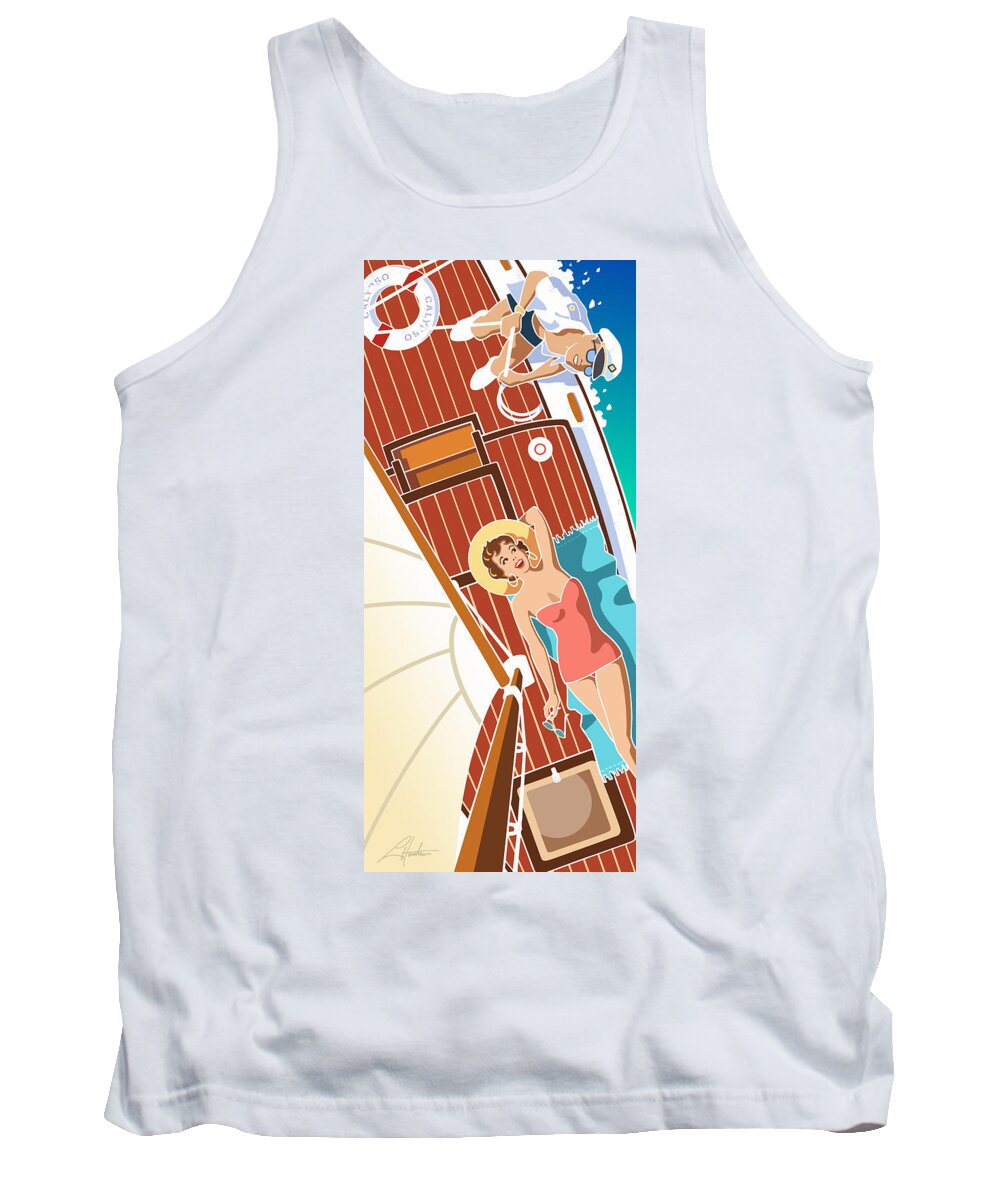 Mid Century Modern Tank Top featuring the digital art Calypso, Mid-century Fun by Larry Hunter