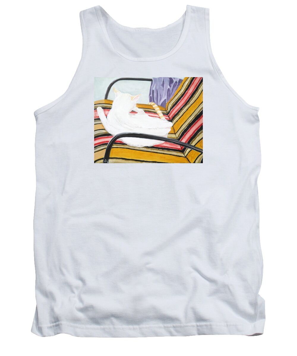 Cat Tank Top featuring the painting Cat Painting by Michael Dillon