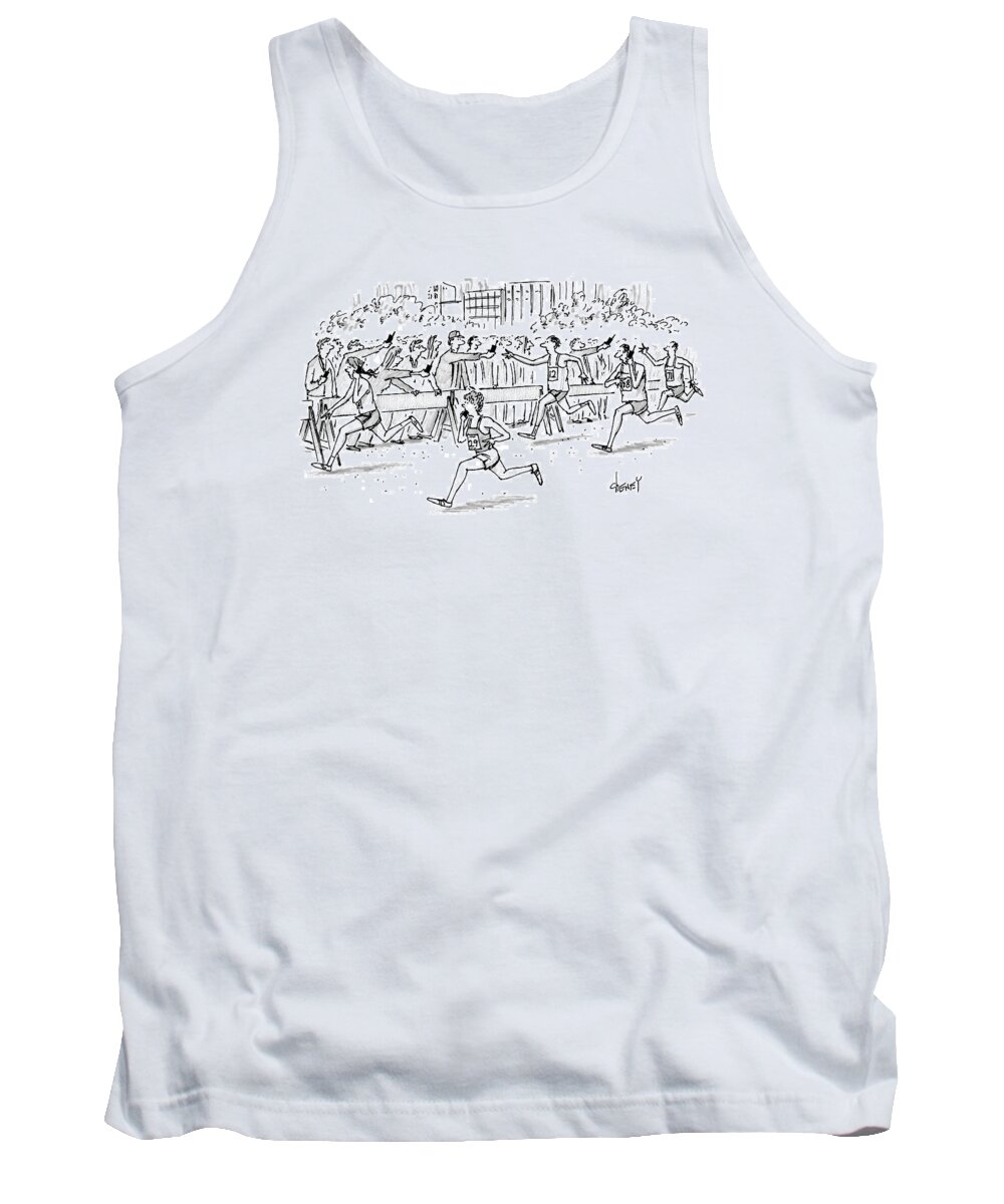 Telephones - Cellular Tank Top featuring the drawing Cell Phone Marathon by Tom Cheney