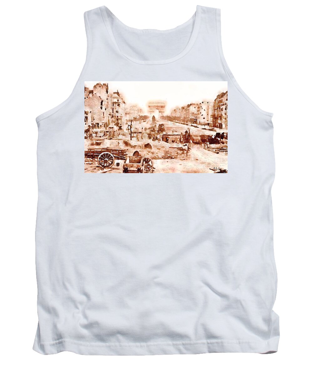 Avenue Tank Top featuring the painting Champs-Elysees 1871 by HELGE Art Gallery