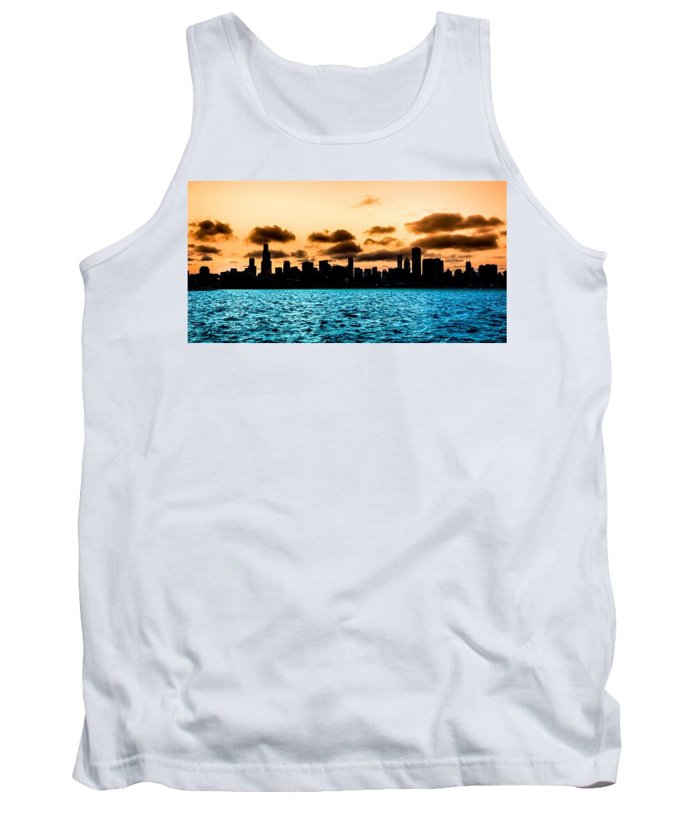 Chicago Skyline Silhouette Tank Top featuring the photograph Chicago Skyline Silhouette by Semmick Photo