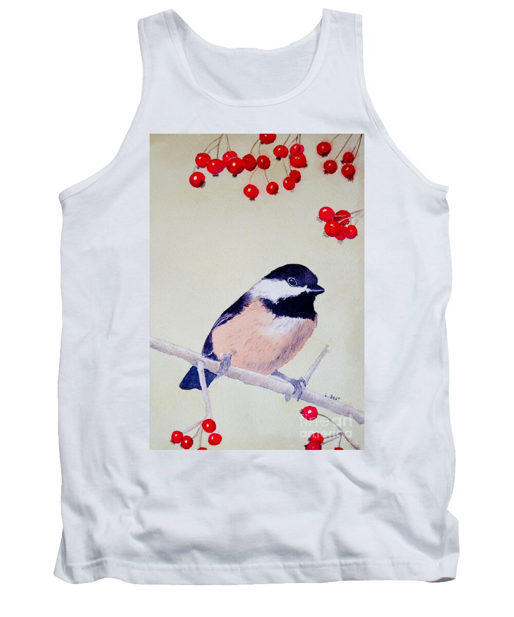 Chickadee Tank Top featuring the painting Chickadee by Laurel Best