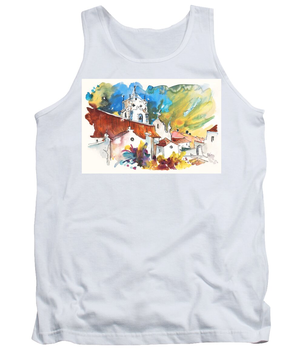 Portugal Tank Top featuring the painting Church in Vila do Bospo in Portugal by Miki De Goodaboom