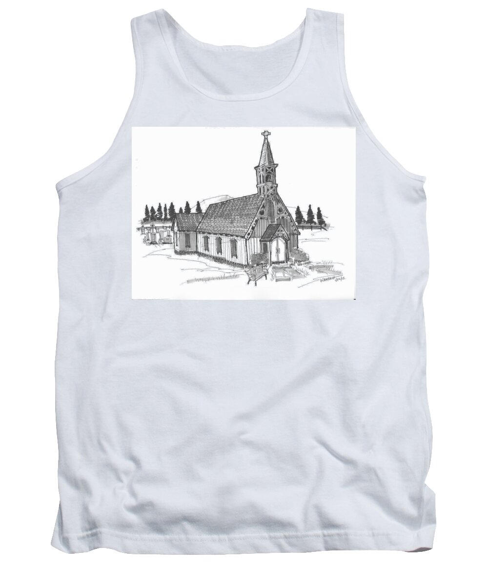 Church Tank Top featuring the drawing Clermont Chapel by Richard Wambach