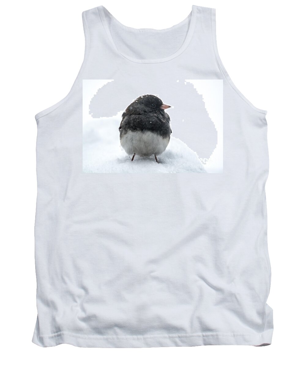 Black And White Tank Top featuring the photograph Close Up Junco by Cheryl Baxter