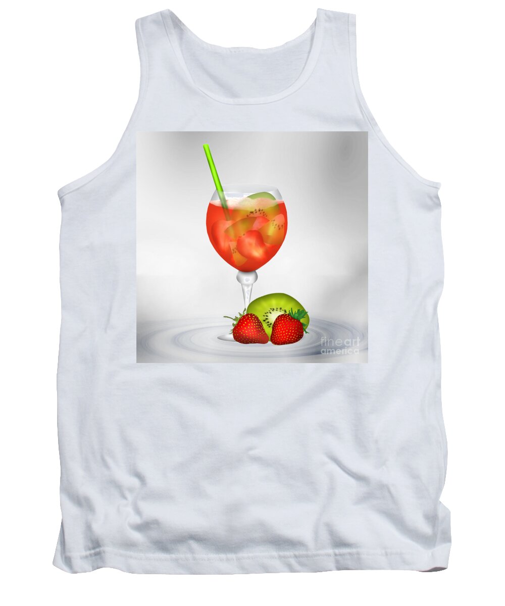 Cocktail Tank Top featuring the digital art Cocktail Red Strawberry by Gina Koch