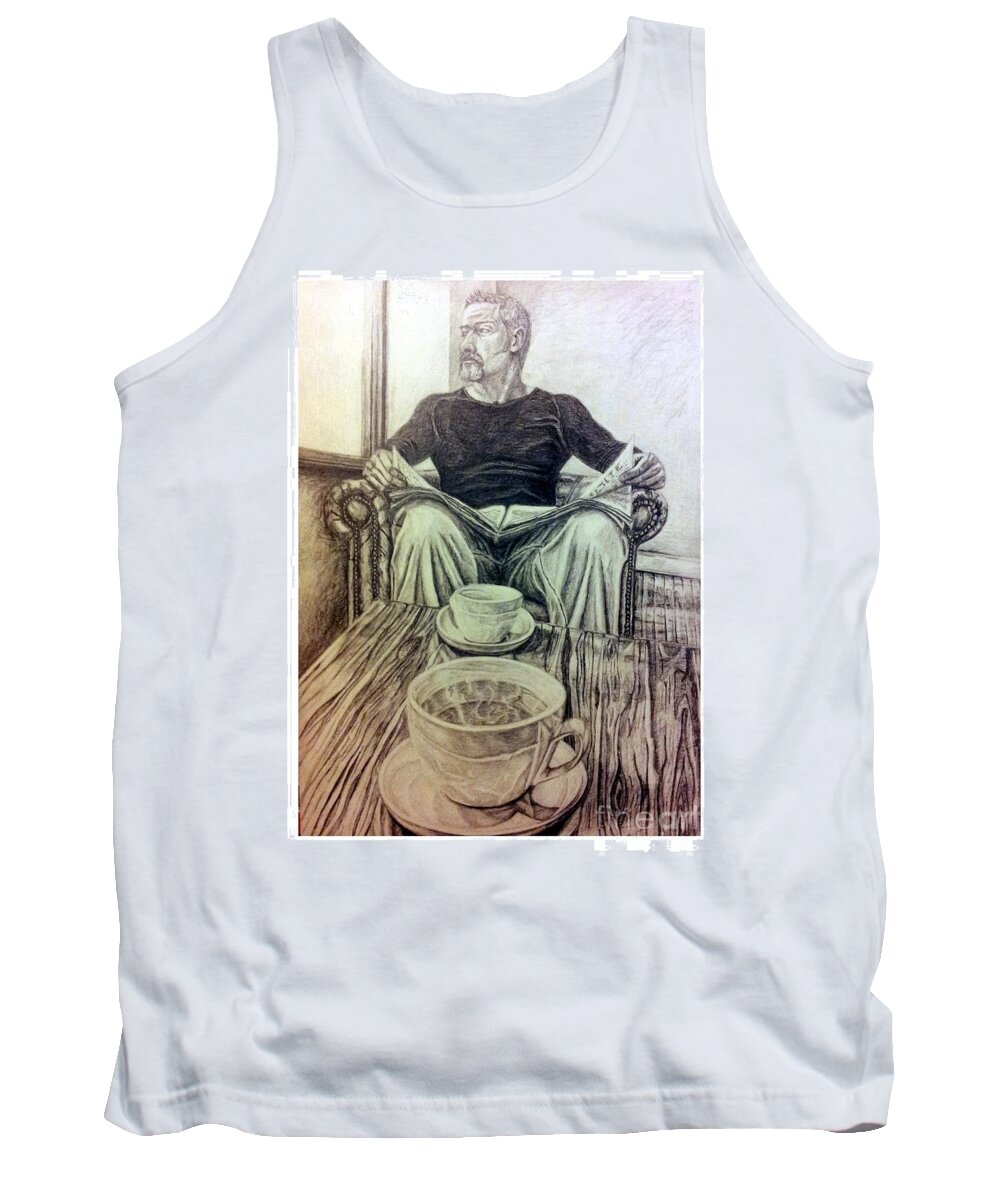 Coffee Tank Top featuring the drawing Coffee Break by Vintage Collectables