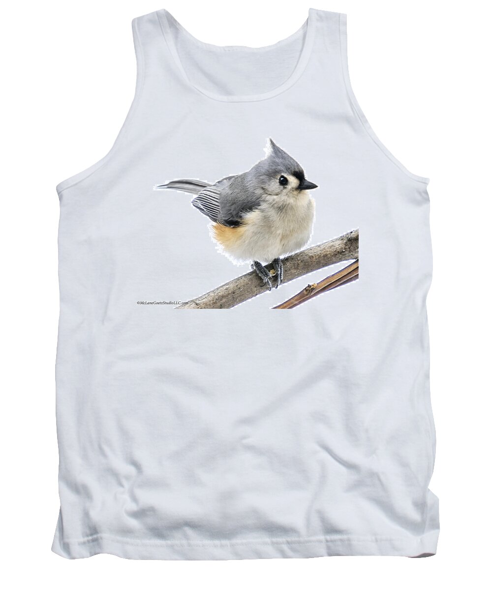 Tufted Titmouse Tank Top featuring the photograph Cold but tough Titmouse by LeeAnn McLaneGoetz McLaneGoetzStudioLLCcom