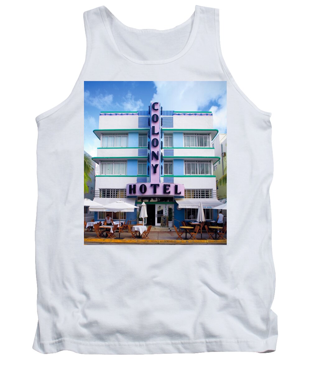 Colonyhotel Tank Top featuring the photograph Colony Hotel Daytime by Gary Dean Mercer Clark