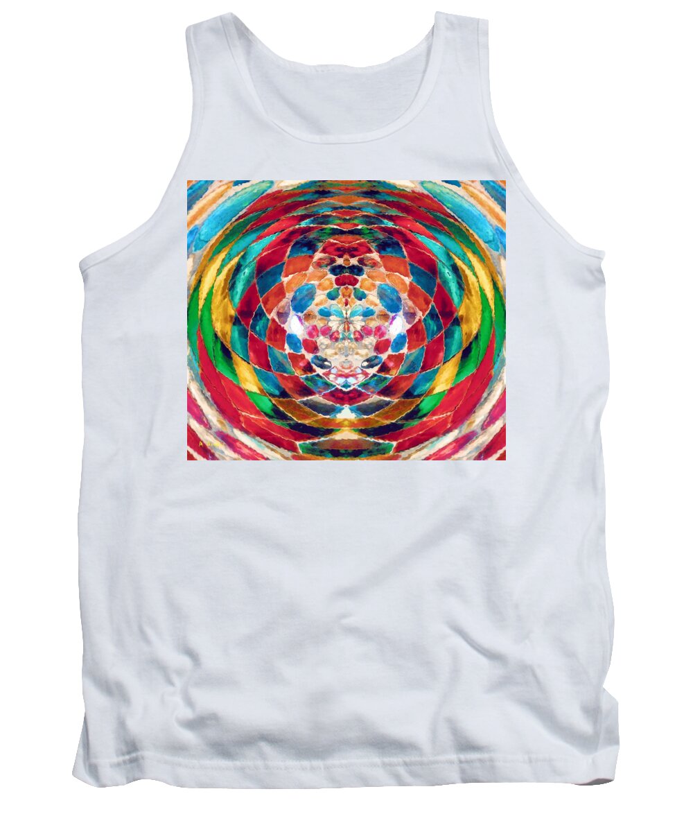 Eye Tank Top featuring the digital art Colorful Mosaic by Alec Drake