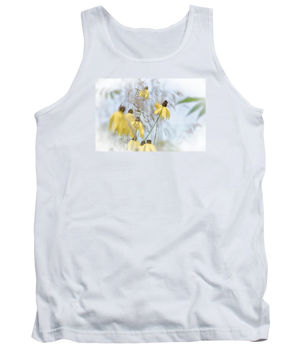Coneflower Tank Top featuring the photograph Coneflower and Bee 1 by Susan McMenamin