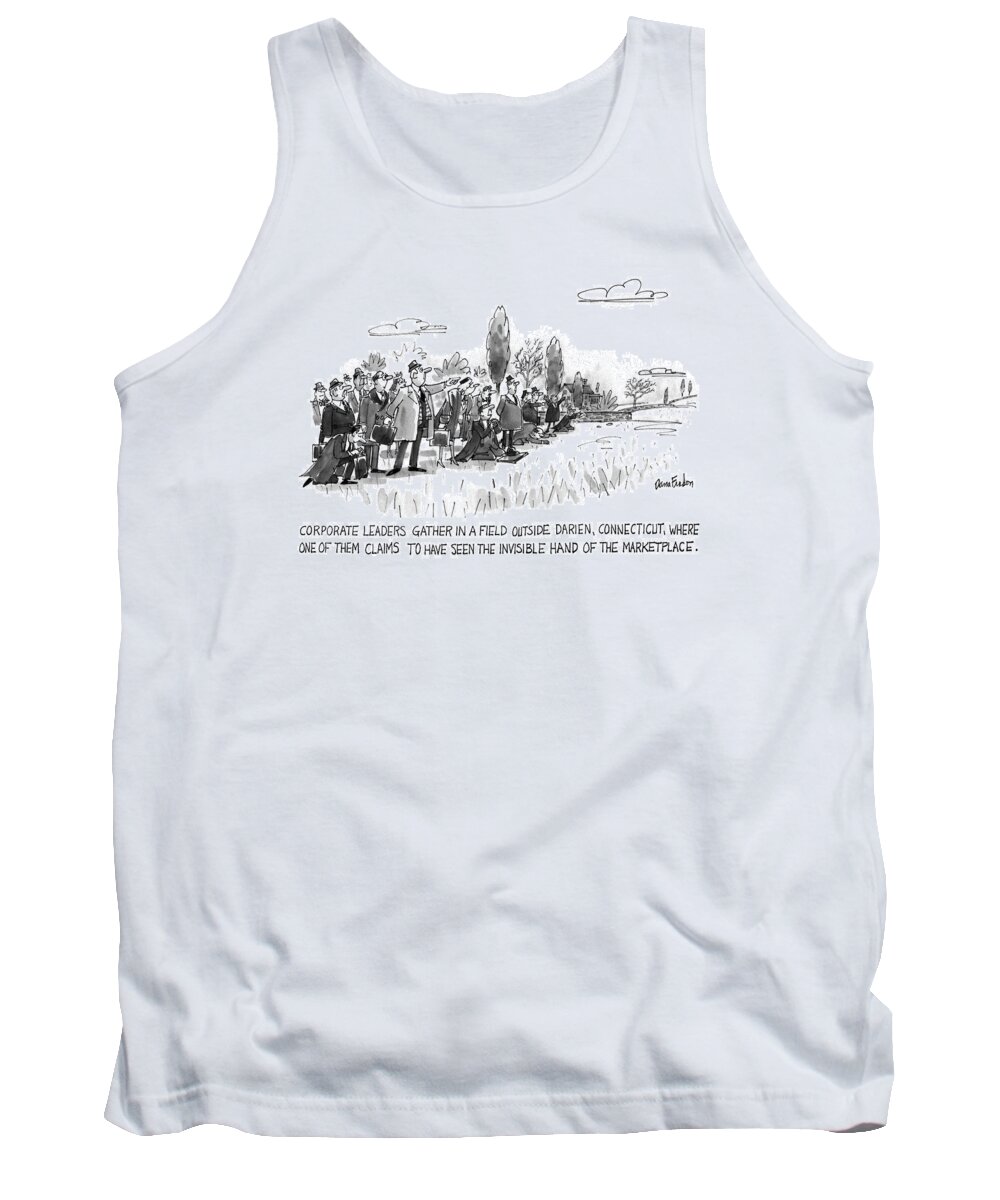 Business Tank Top featuring the drawing Corporate Leaders Gather In A Field by Dana Fradon