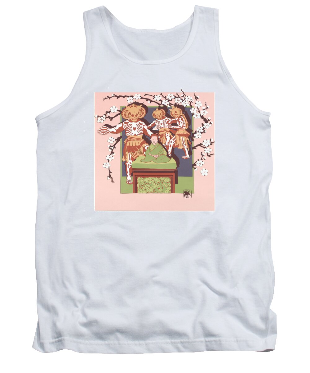 Art Scanning Tank Top featuring the painting Dance of the Skeleton Lords by Ruth Hooper