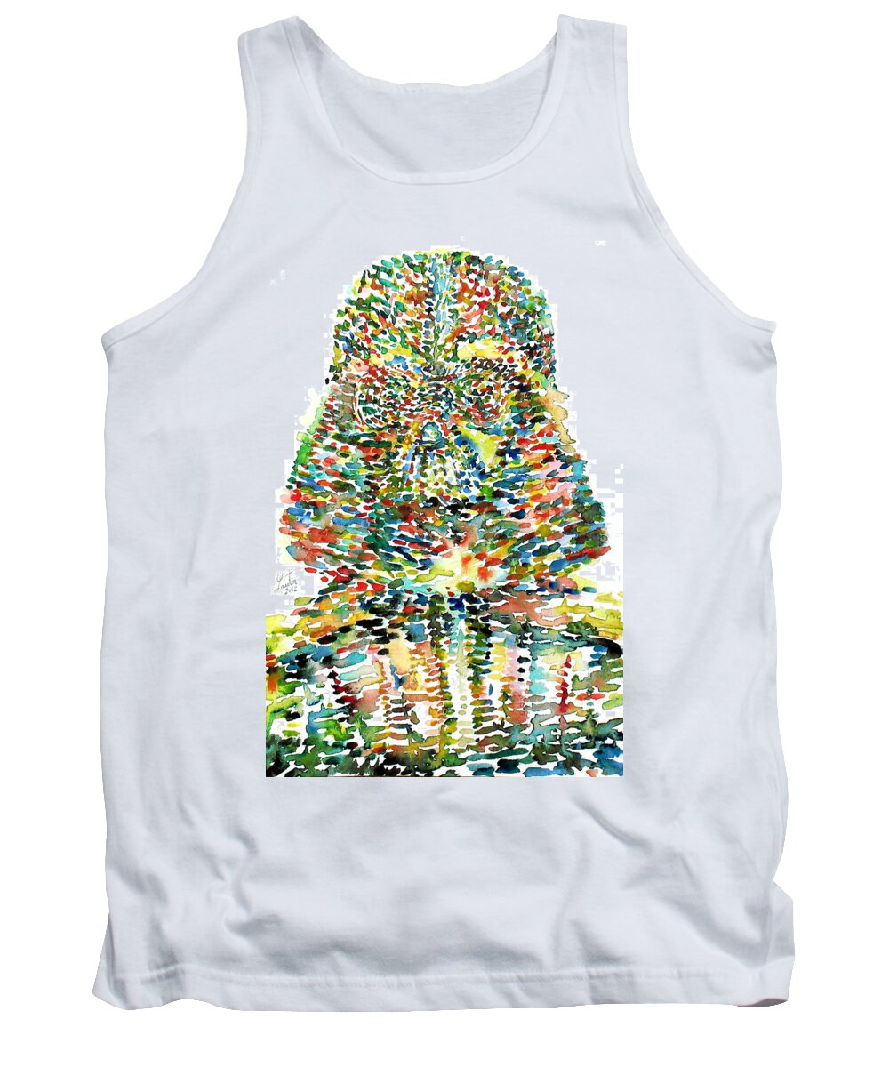 Darth Tank Top featuring the painting Darth Vader Watercolor Portrait.1 by Fabrizio Cassetta