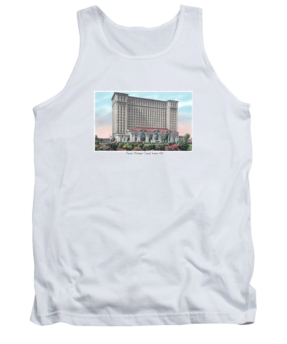 Detroit Tank Top featuring the digital art Detroit - Michigan Central Railroad Station - 1927 by John Madison