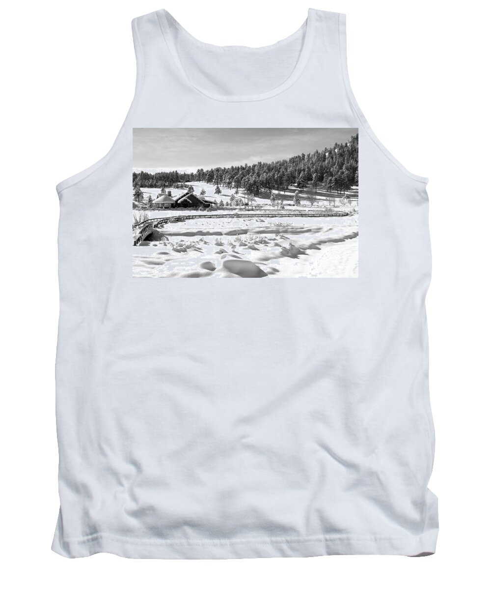 Evergreen Lake Tank Top featuring the photograph Evergreen Lake House in Winter by Ron White