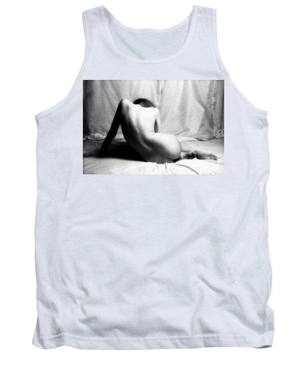 Nude Tank Top featuring the photograph Eves Back While Leaning by Lindsay Garrett