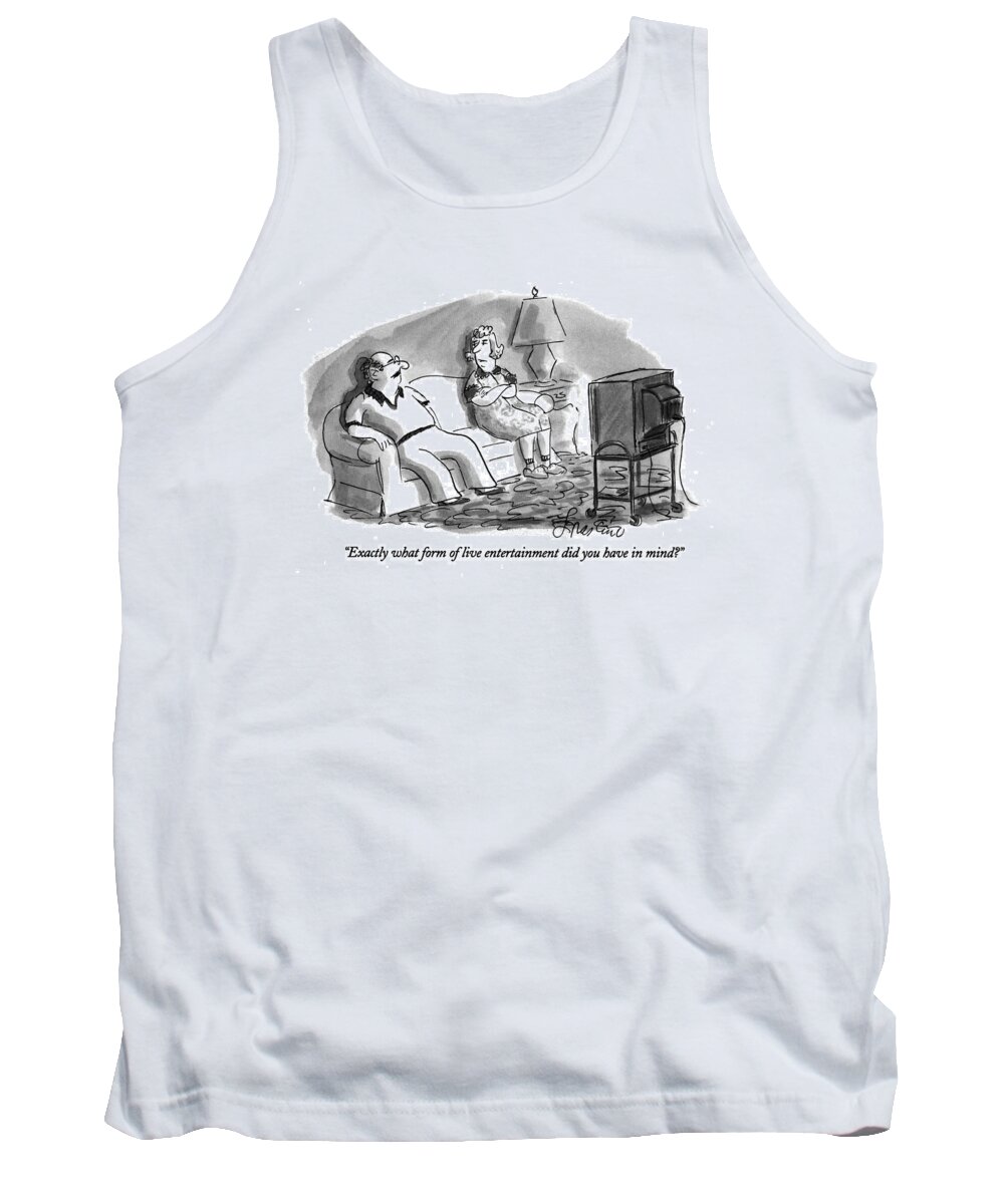 (couple Sitting On Couch In Front Of Television)
Couples Tank Top featuring the drawing Exactly What Form Of Live Entertainment by Edward Frascino