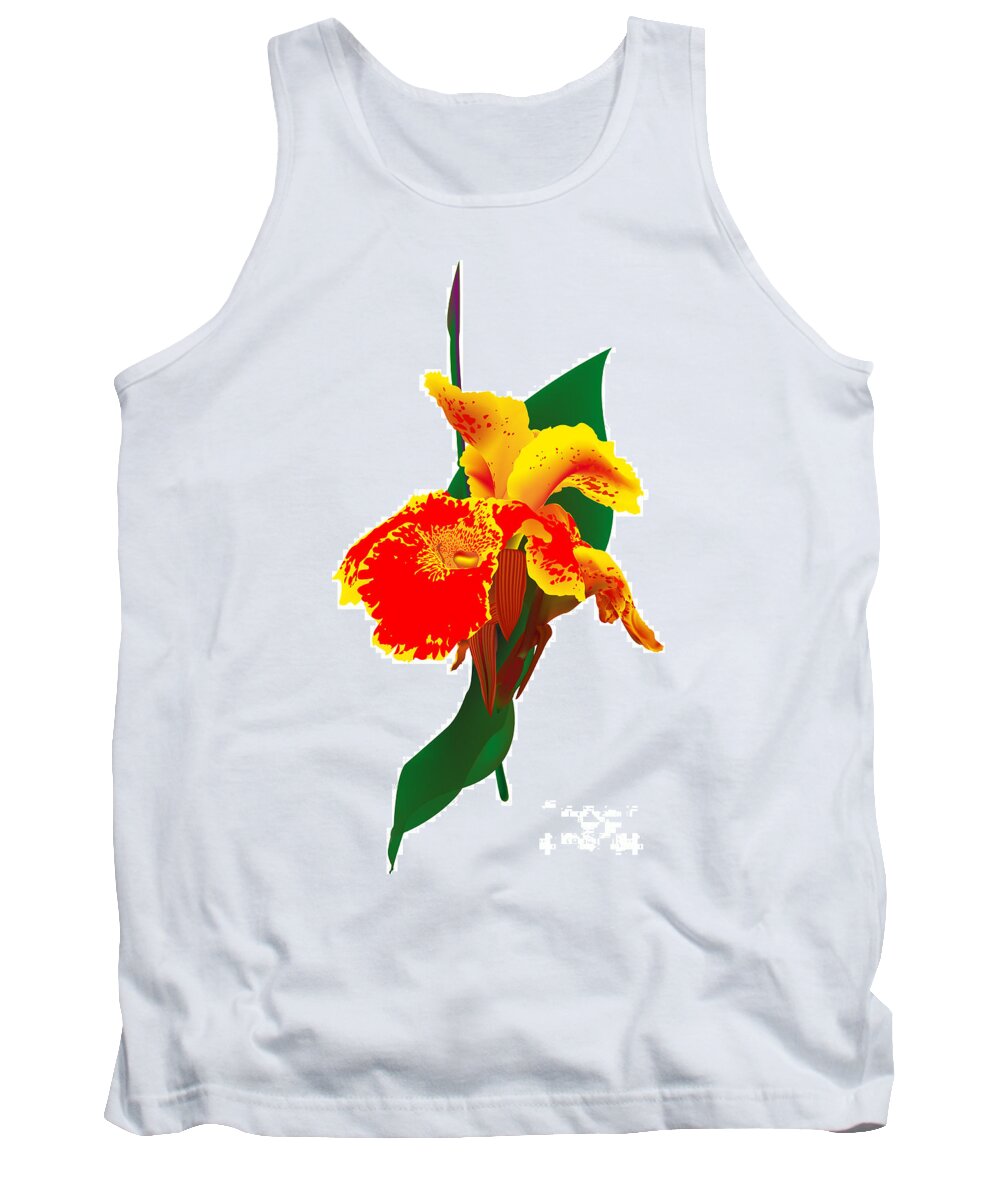 Illustration Tank Top featuring the digital art Exotic Flower by Gina Koch