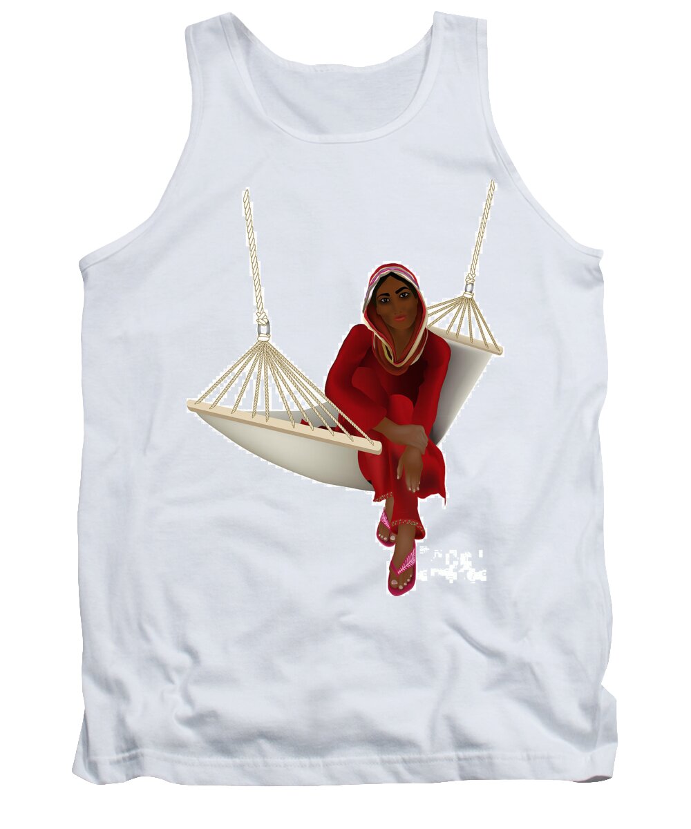 Girl Tank Top featuring the digital art Exotic Girl in the Hammock by Gina Koch