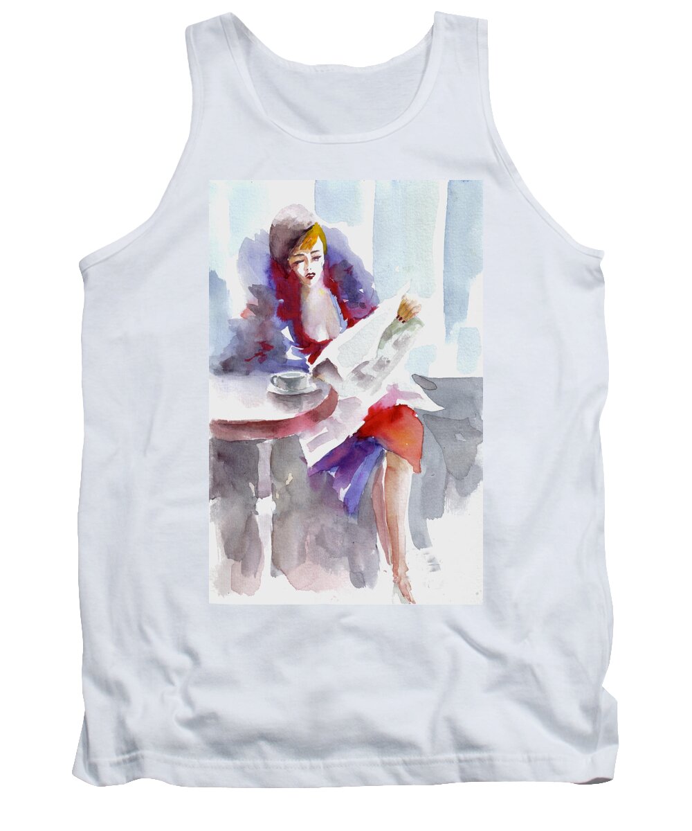 Woman Tank Top featuring the painting Expectation.. by Faruk Koksal