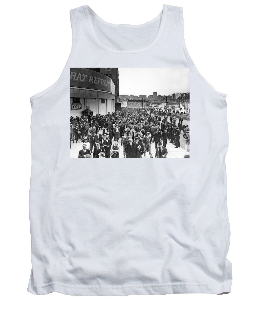 1938 Tank Top featuring the photograph Fans leaving Yankee Stadium. by Underwood Archives