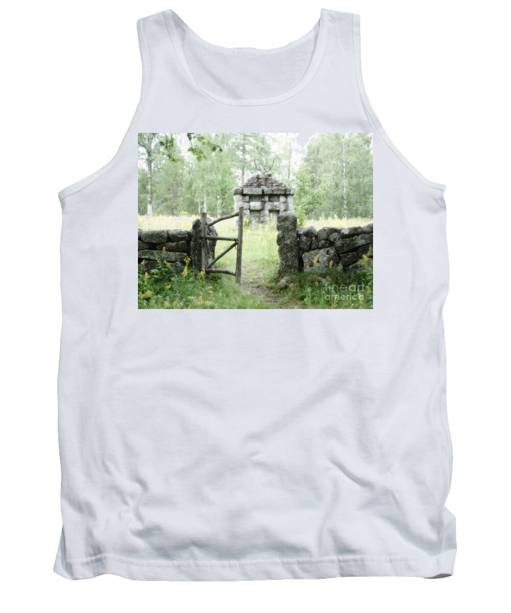 Rock Wall Tank Top featuring the photograph First Church location by Elaine Berger