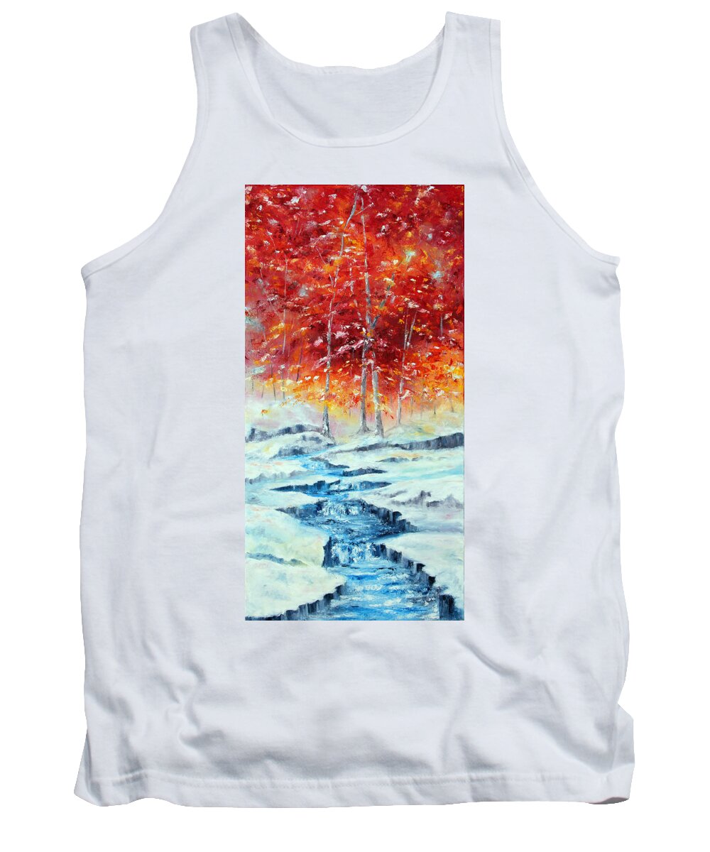 Winter Tank Top featuring the painting First Snow by Meaghan Troup