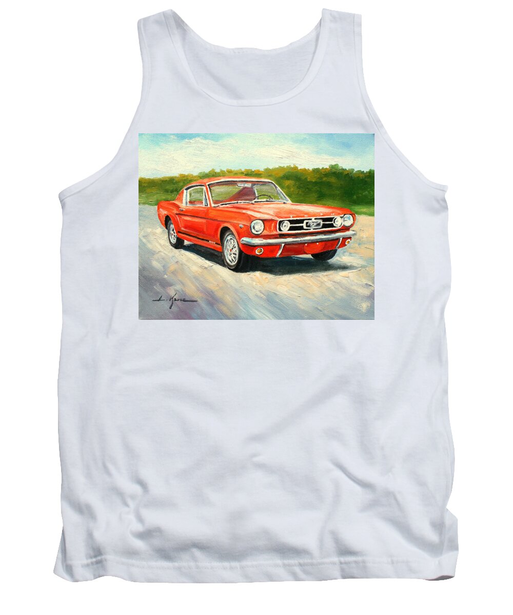 Mustang Tank Top featuring the painting Ford Mustang 1965 by Luke Karcz