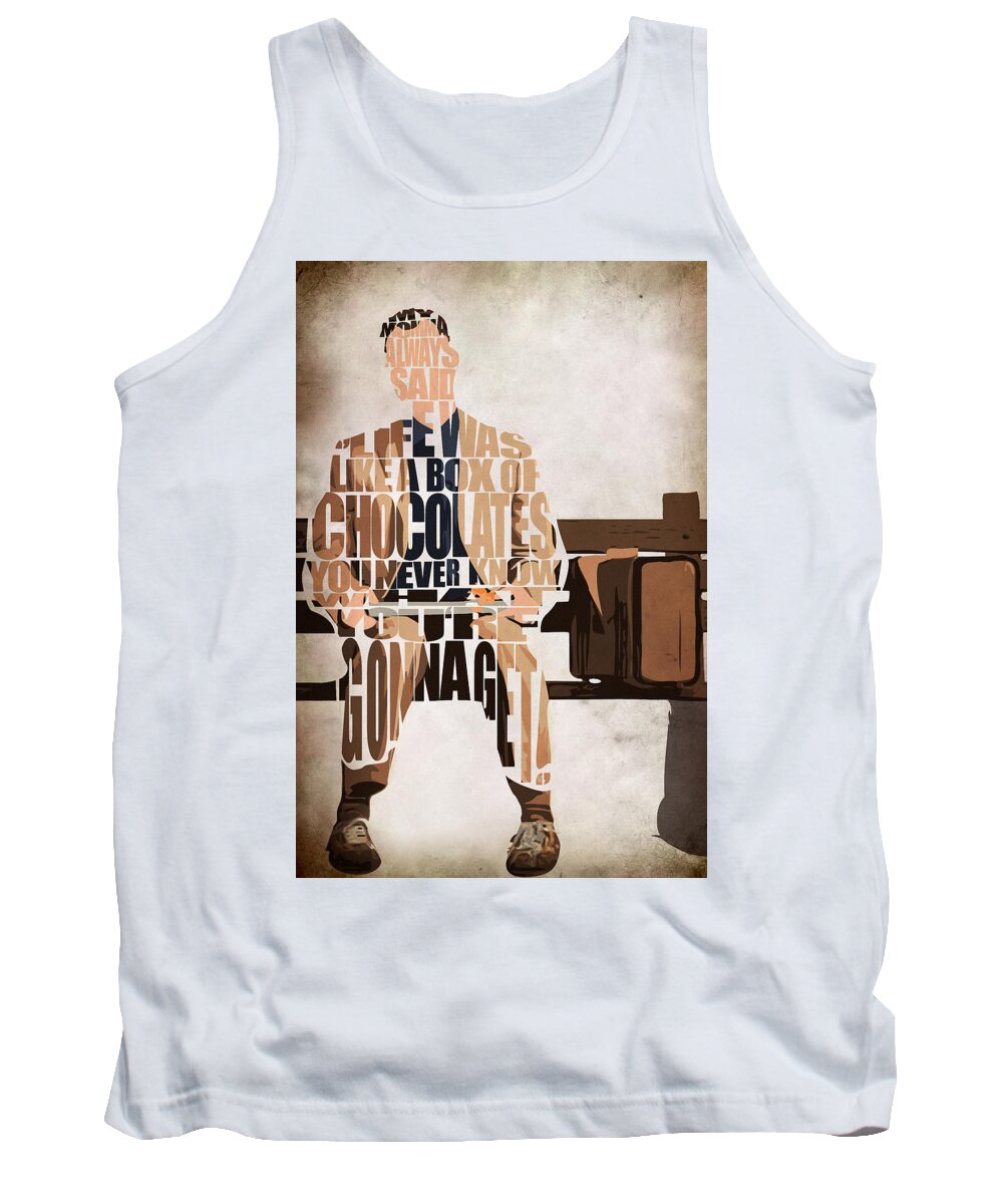 Forrest Gump Tank Top featuring the painting Forrest Gump - Tom Hanks by Inspirowl Design