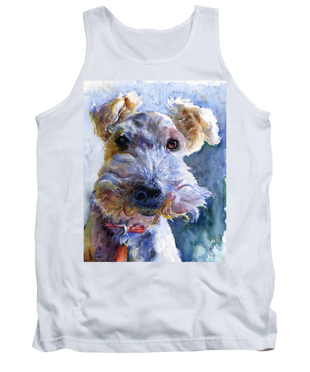 Dog Tank Top featuring the painting Fox Terrier Full by John D Benson