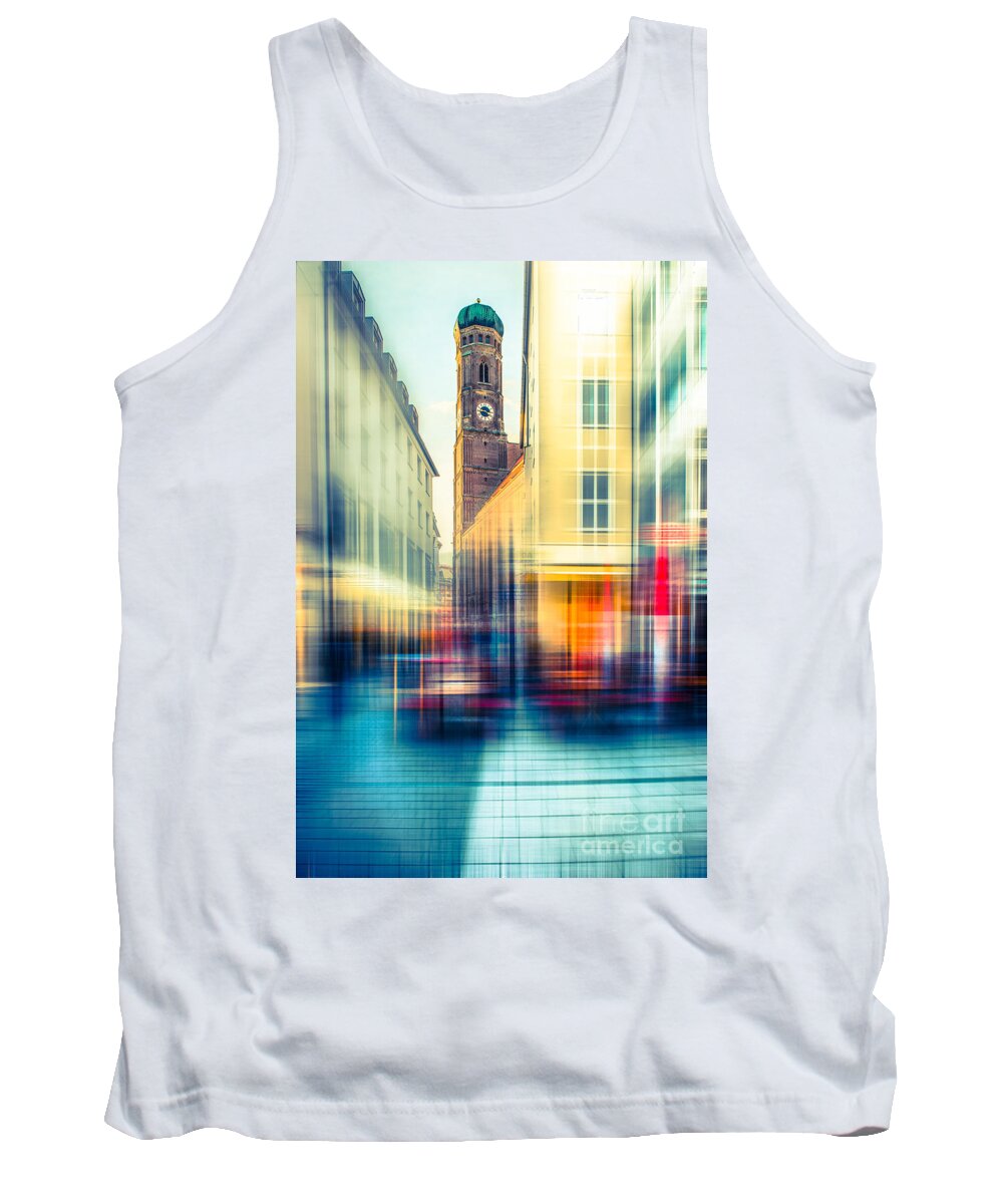 People Tank Top featuring the photograph Frauenkirche - Munich V - vintage by Hannes Cmarits
