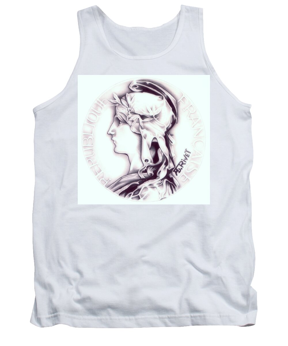 Coin Tank Top featuring the drawing Frosty 1896 French Indochina by Fred Larucci