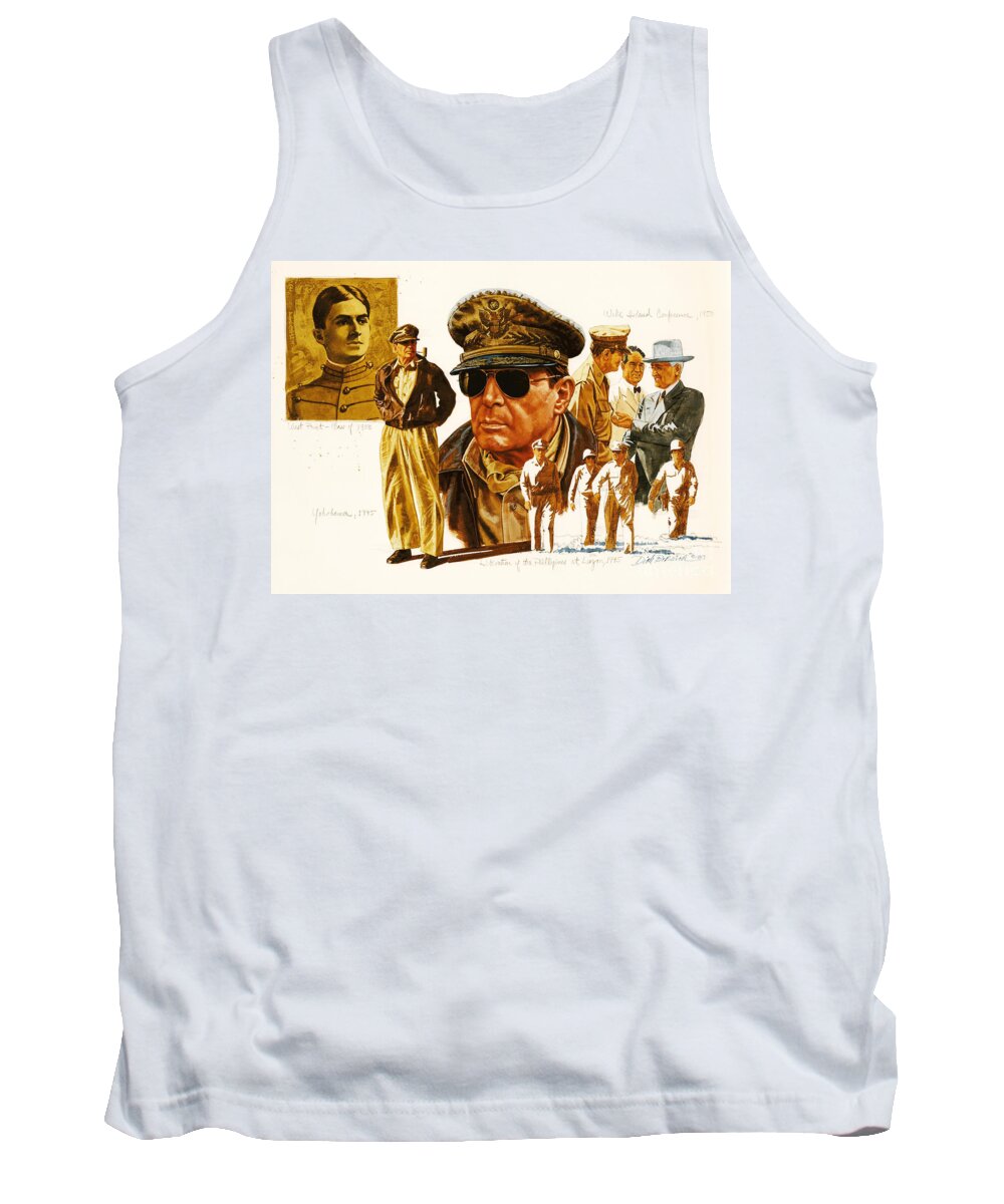 Portrait Tank Top featuring the painting General MacArthur by Dick Bobnick