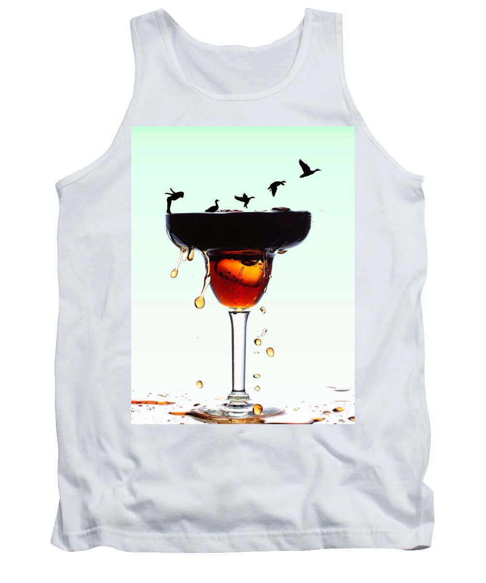 Whimsy Tank Top featuring the photograph Girl And Geese Liquid Art by Paul Ge