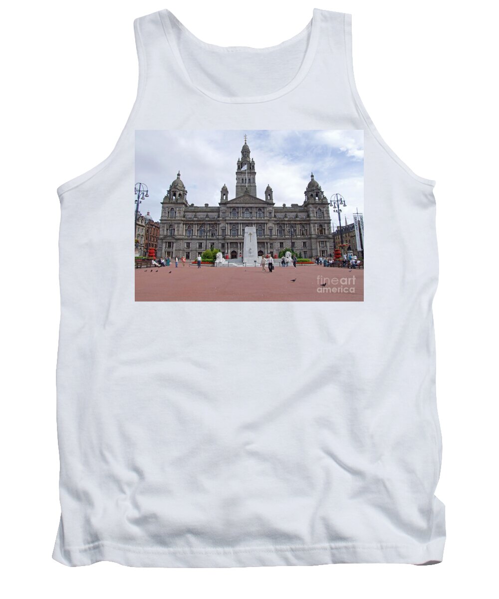 Glasgow City Hall Tank Top featuring the photograph Glasgow City Hall - George Square - Scotland by Phil Banks