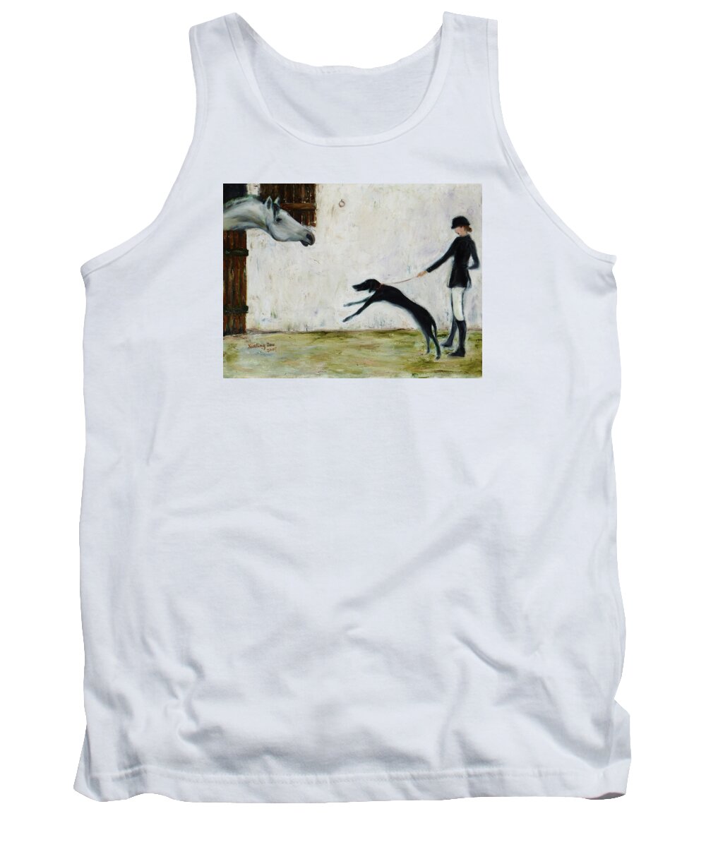 Equine Tank Top featuring the painting Good to See You again by Xueling Zou