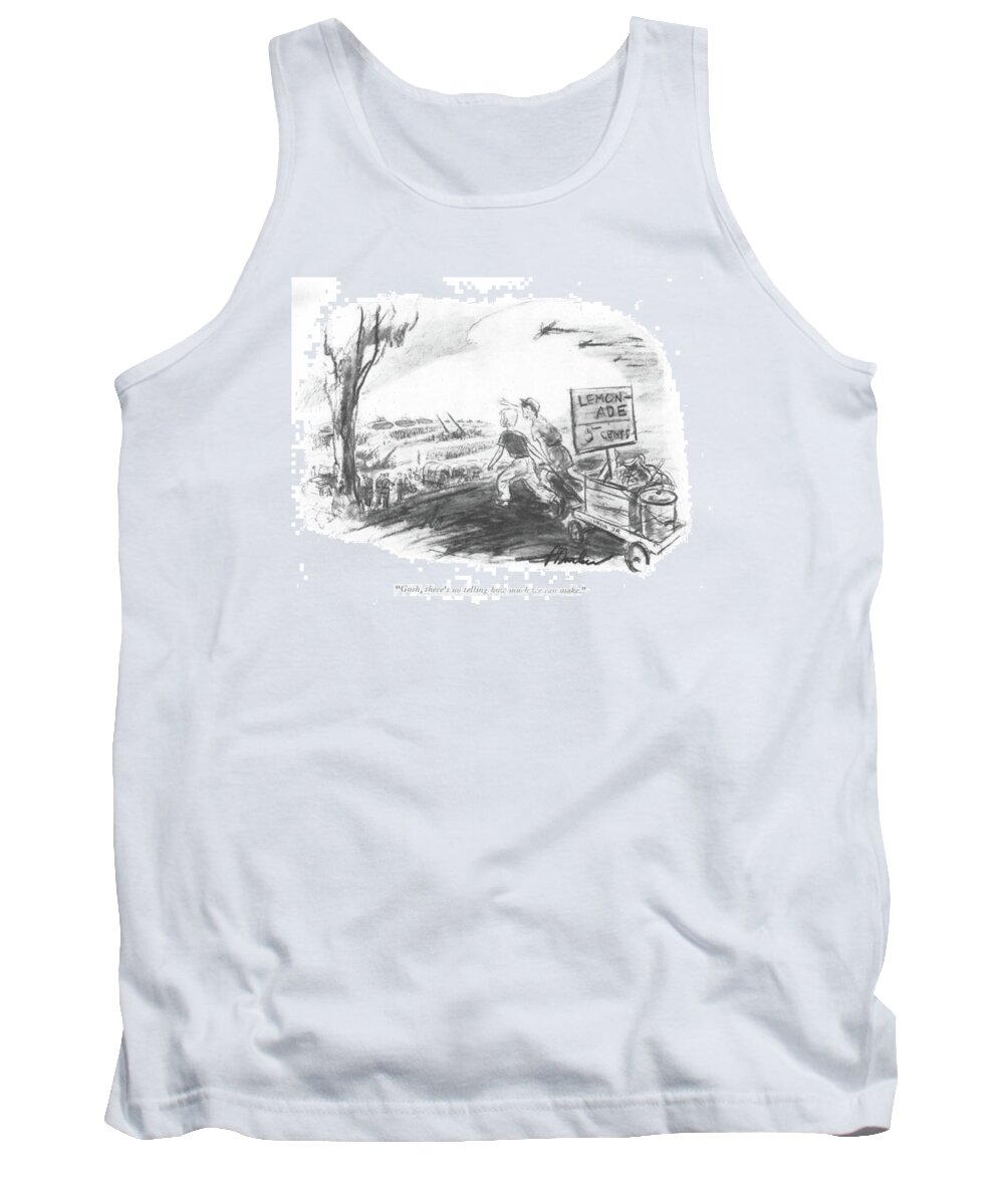 111352 Pba Perry Barlow  Tank Top featuring the drawing No Telling How Much We Can Make by Perry Barlow