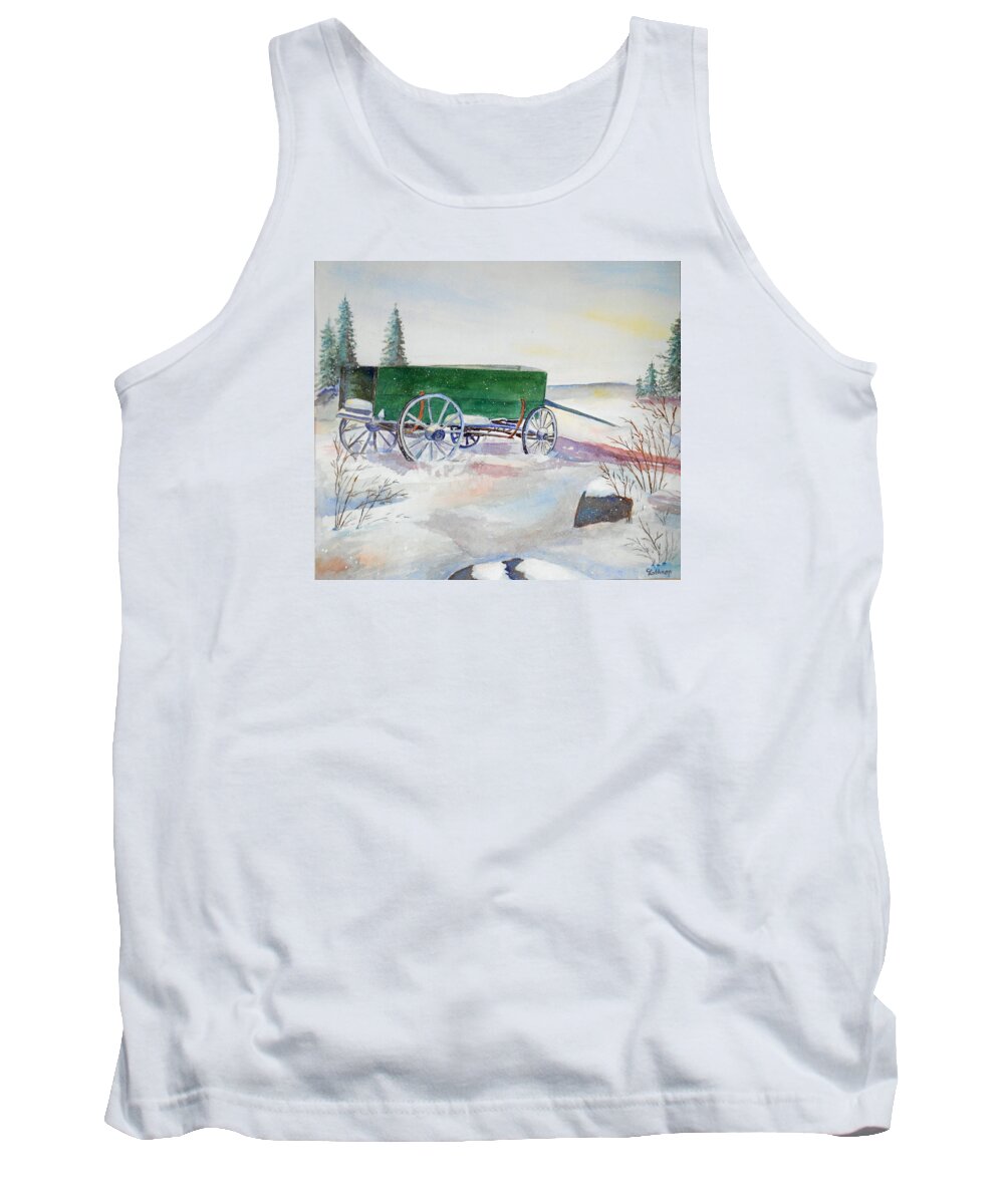 Wagon Tank Top featuring the painting Green Wagon by Christine Lathrop