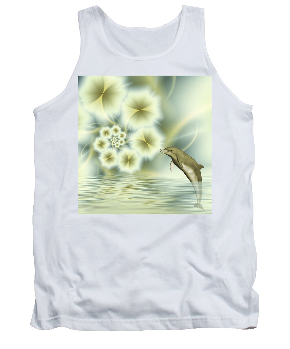 Dolphin Tank Top featuring the digital art Happy Dolphin in a surreal World by Gabiw Art