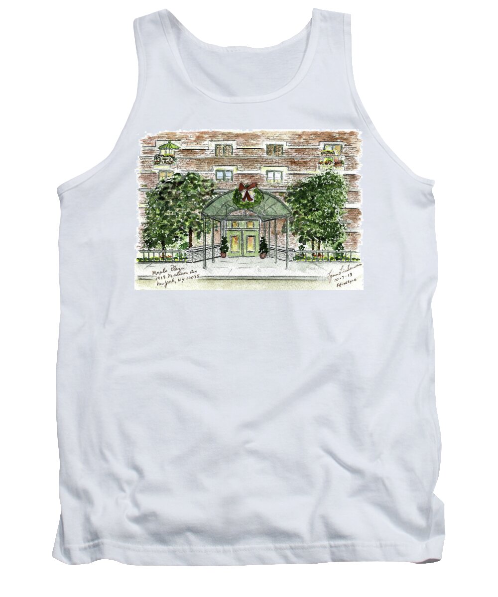 Holiday Card Tank Top featuring the painting Happy Holidays at 1919 Madison Avenue in Harlem by AFineLyne