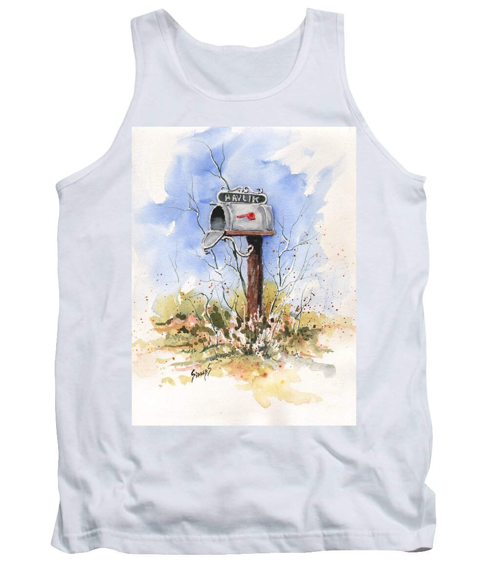 Mail Tank Top featuring the painting Havlik's Mailbox by Sam Sidders