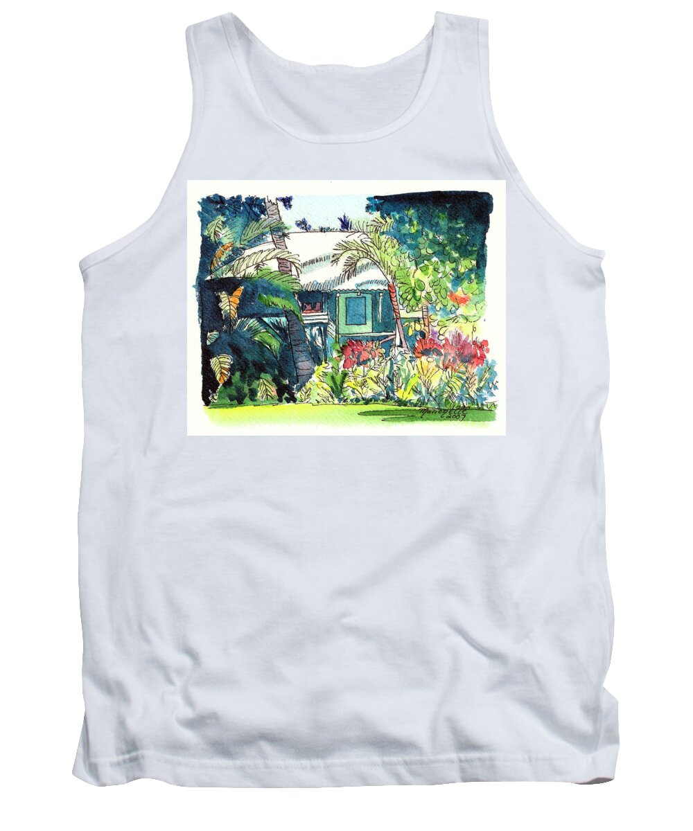 Plantation Cottage Art Tank Top featuring the painting Hawaiian Cottage 3 by Marionette Taboniar