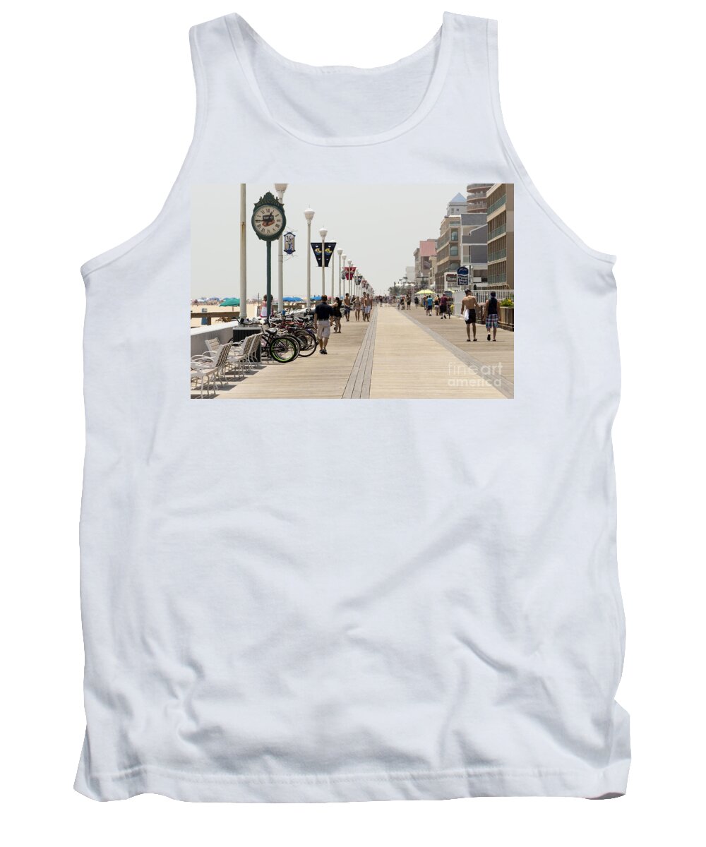 Atlantic Tank Top featuring the photograph Heat waves make the boardwalk shimmer in the distance by William Kuta